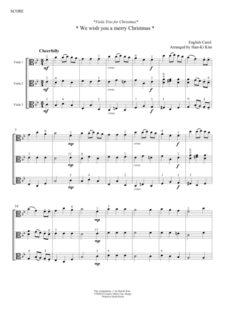 We Wish You A Merry Christmas For Viola Trio Sheet Music