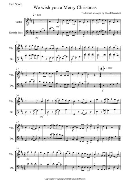 We Wish You A Merry Christmas For Violin And Double Bass Duet Sheet Music