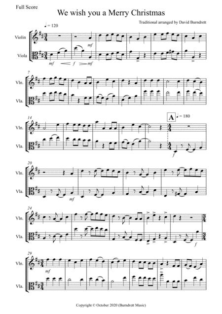 We Wish You A Merry Christmas For Violin And Viola Duet Sheet Music