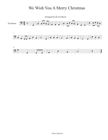 We Wish You A Merry Christmas Trombone Sheet Music