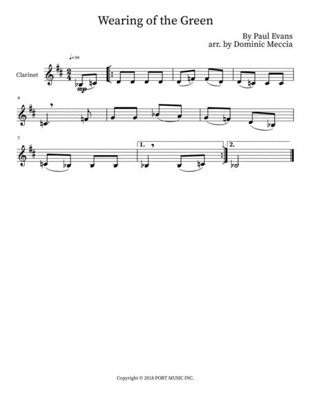 Free Sheet Music Wearing Of The Green Clarinet Bass Clarinet