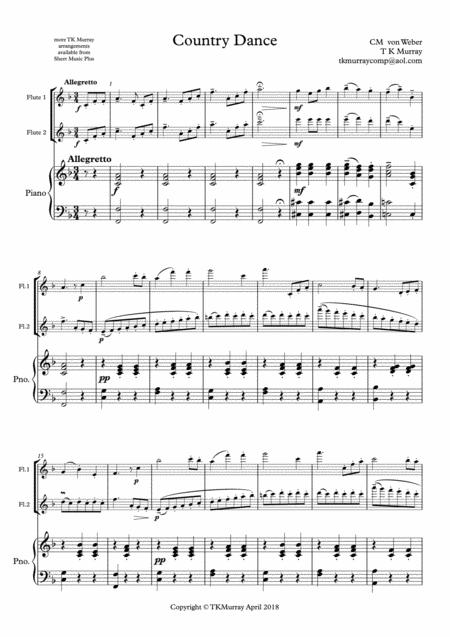 Weber Country Dance Flute Duo 2 Flutes Flute Group Piano Sheet Music