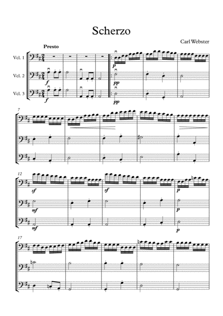 Free Sheet Music Websters Scherzo For Cello Trio