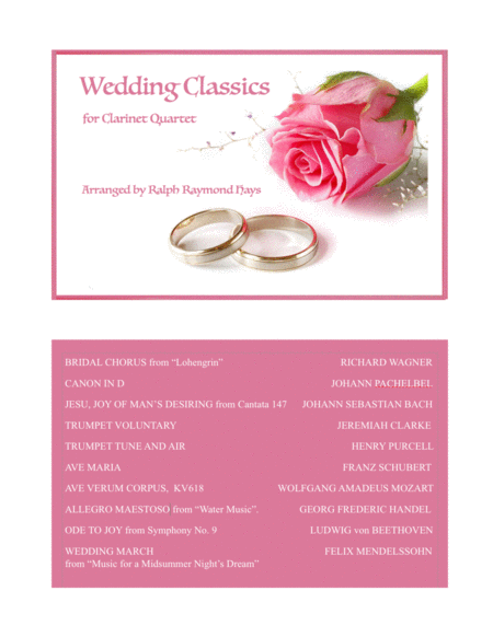 Free Sheet Music Wedding Classics For Clarinet Quartet