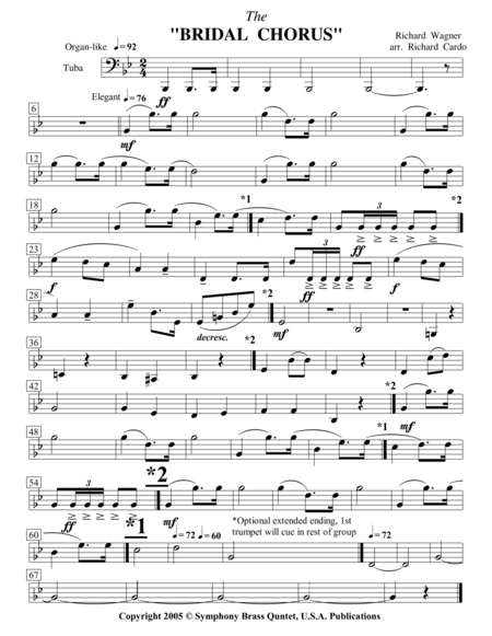 Wedding Collection Professional Edtion 2 The Bridal Chorus Tuba Sheet Music