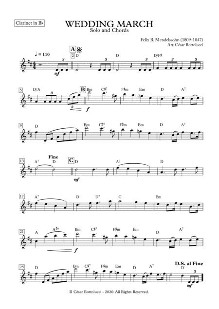 Wedding March Clarinet And Base Chords Sheet Music