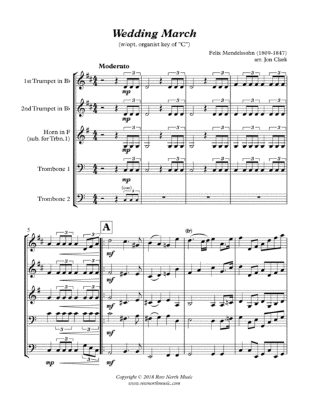 Free Sheet Music Wedding March Felix Mendelssohn 1809 1847 Arr Jon Clark
