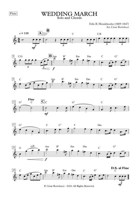 Wedding March Flute And Base Chords Sheet Music