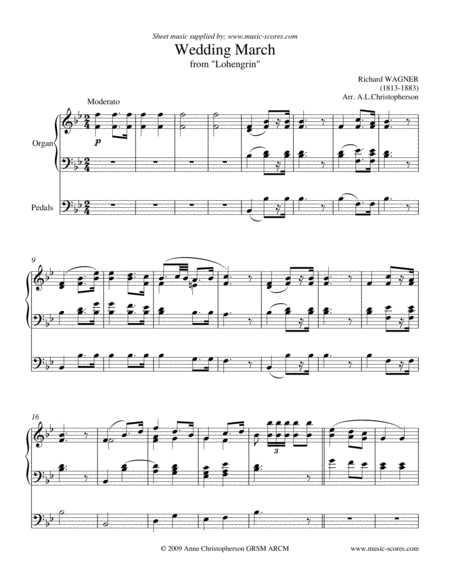 Wedding March From Lohengrin Organ Sheet Music