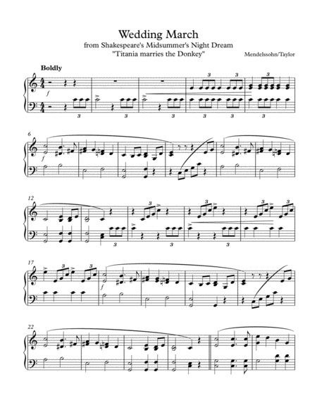 Free Sheet Music Wedding March Of Titania And The Donkey