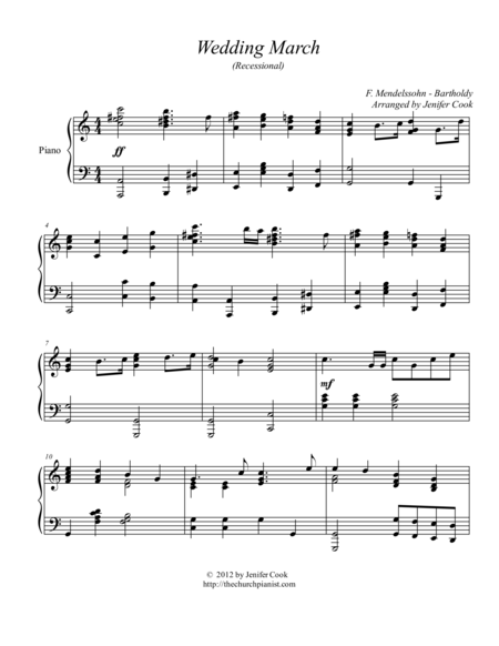 Free Sheet Music Wedding March Recessional