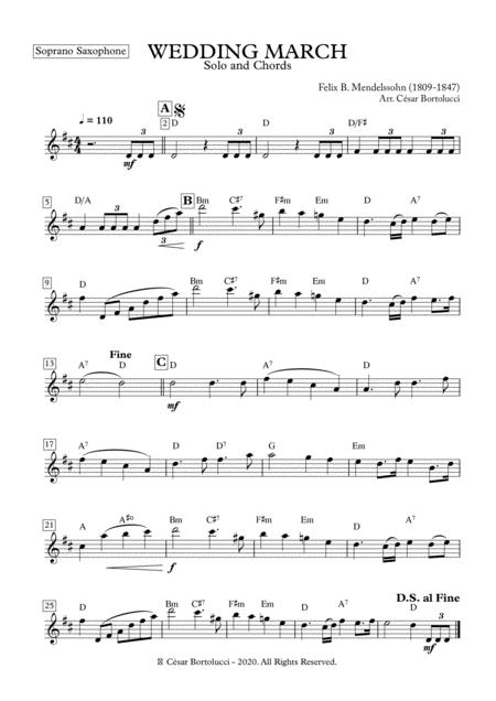 Wedding March Soprano Sax And Base Chords Sheet Music