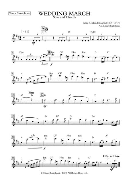 Wedding March Tenor Sax And Base Chords Sheet Music