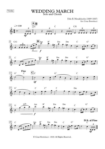 Wedding March Violin And Base Chords Sheet Music