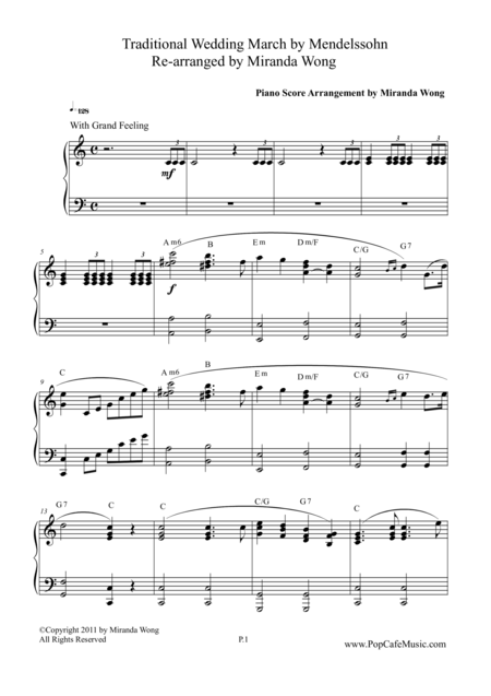 Wedding March Wedding Version For Piano Sheet Music
