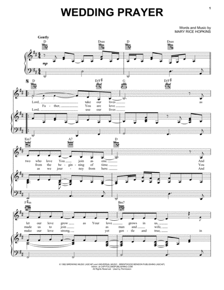 Free Sheet Music Wedding Prayer