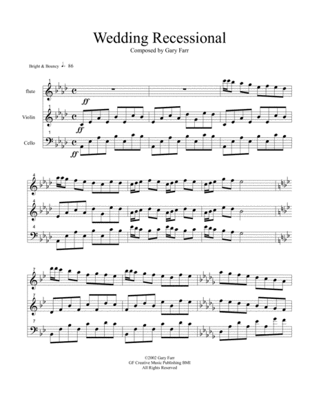 Free Sheet Music Wedding Recessional Part 1 2 For Trio
