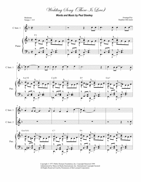 Wedding Song There Is Love Duet For C Instruments Sheet Music