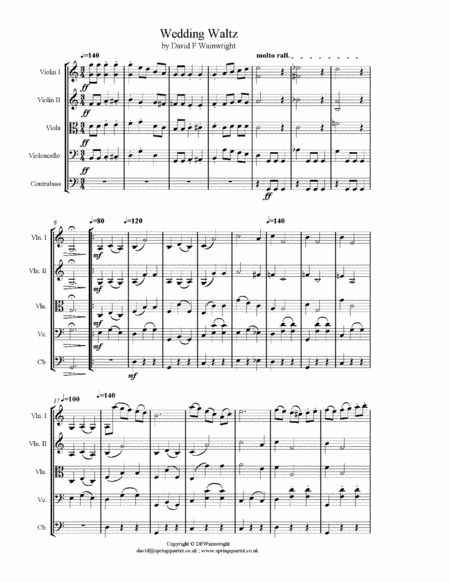 Free Sheet Music Wedding Waltz For String Quartet Score Parts With Optional Contrabass Mp3