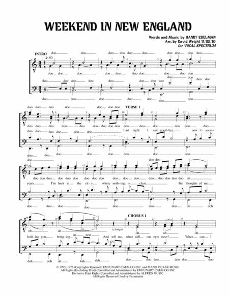 Weekend In New England Chorus Pricing Sheet Music