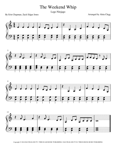 Weekend Whip Simplified Sheet Music