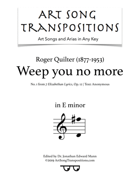 Weep You No More Op 12 No 1 E Minor Sheet Music