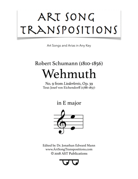 Wehmuth Op 39 No 9 E Major Sheet Music