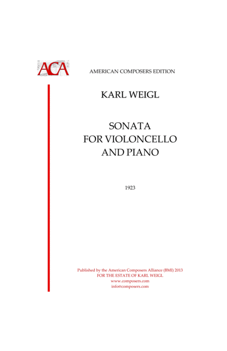 Weiglk Sonata For Violoncello And Piano Sheet Music