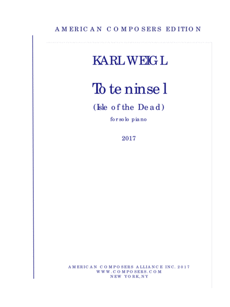 Weiglk Toteninsel Sheet Music