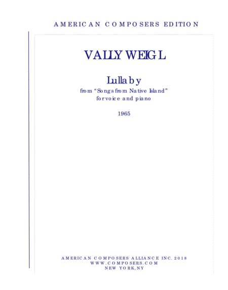 Free Sheet Music Weiglv Lullaby From Songs From Native Island