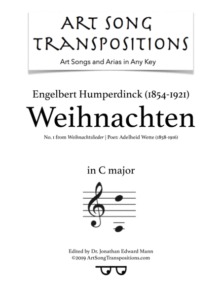 Free Sheet Music Weihnachten Transposed To C Major