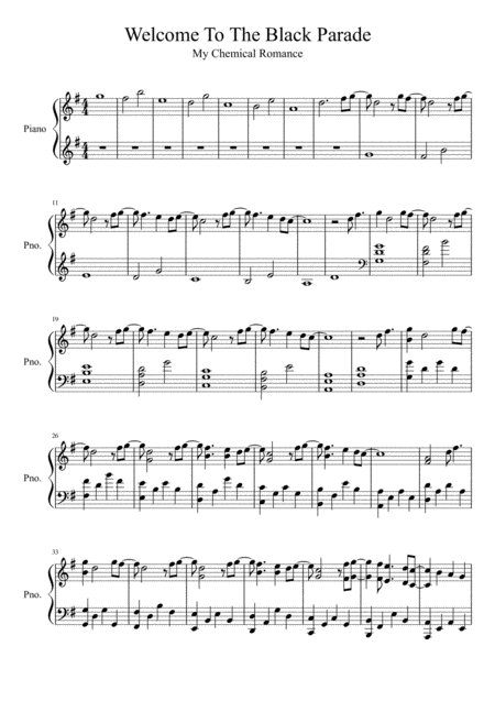 Free Sheet Music Welcome To The Black Parade