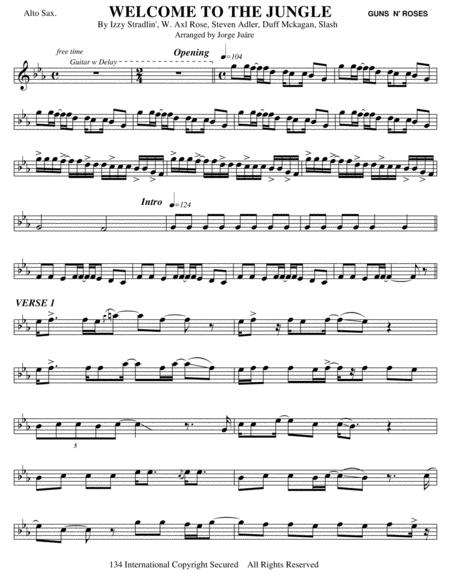 Welcome To The Jungle Alto Sax Sheet Music