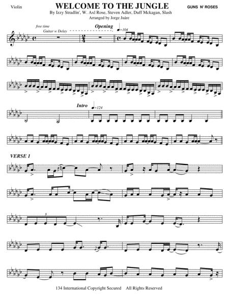 Free Sheet Music Welcome To The Jungle Violin