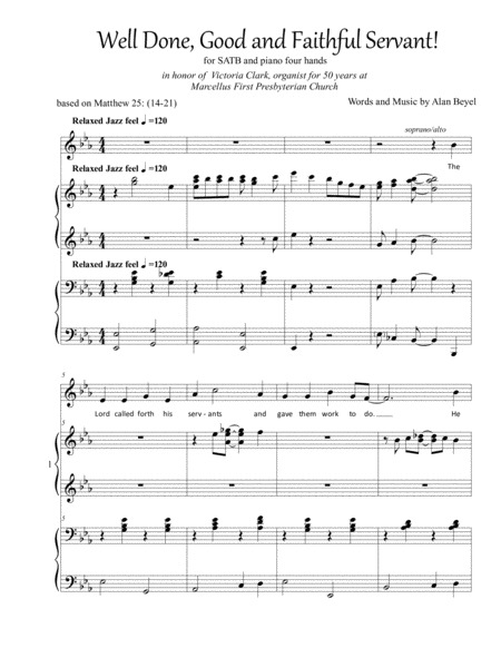 Well Done Good And Faithful Servant Satb And Piano 4 Hands 12 Pages Sheet Music