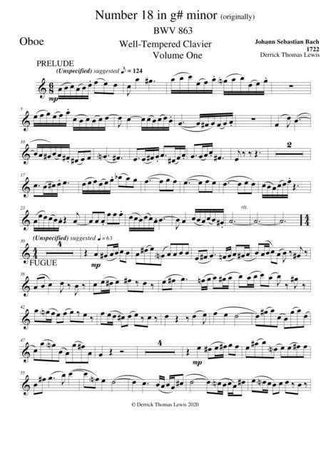 Free Sheet Music Well Tempered Clavier Bk 1 No 18 Prelude Fugue