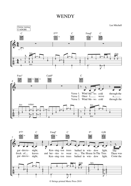 Free Sheet Music Wendys Song