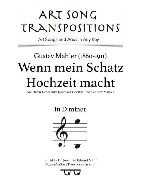 Free Sheet Music Wenn Mein Schatz Hochzeit Macht Transposed To D Minor