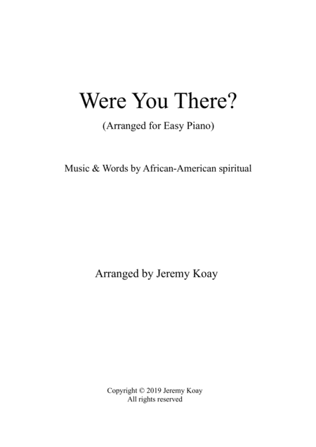 Were You There Easy Piano Sheet Music