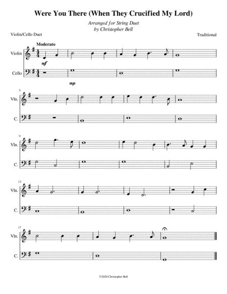 Were You There Easy Violin Cello Duet Sheet Music