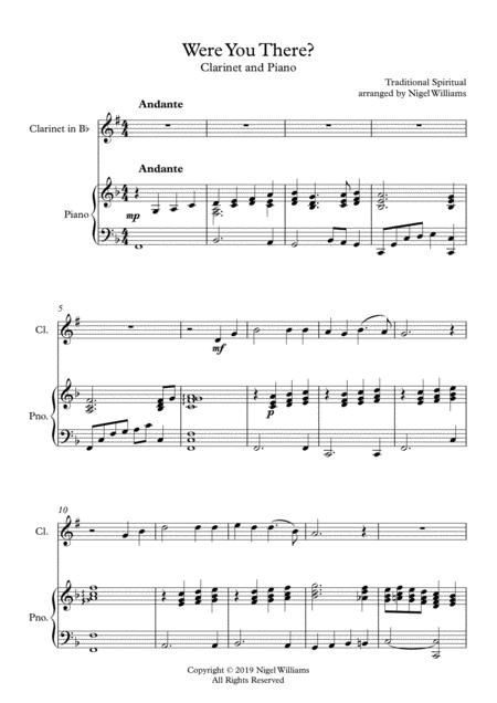 Free Sheet Music Were You There For Clarinet And Piano