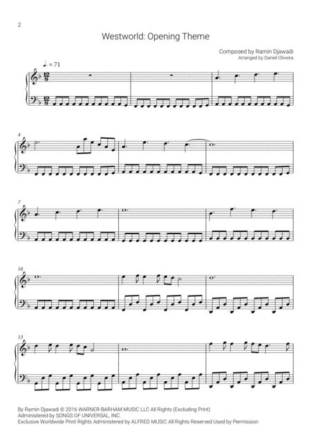 Free Sheet Music Westworld Opening Theme Piano Easy