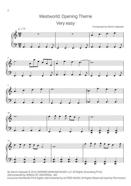 Free Sheet Music Westworld Opening Theme Very Easy Easy And Intermediary 3 Scores Together