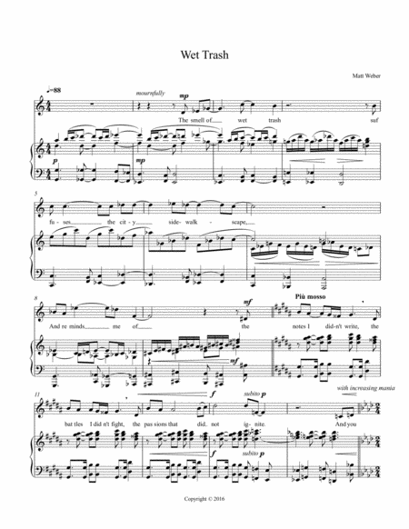 Free Sheet Music Wet Trash Piano Vocal