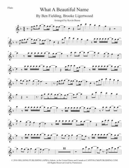 What A Beautiful Name Flute Sheet Music