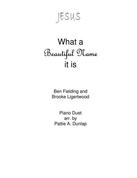 What A Beautiful Name Piano Duet Sheet Music