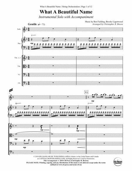 Free Sheet Music What A Beautiful Name String Ensemble Accompaniment For Solo