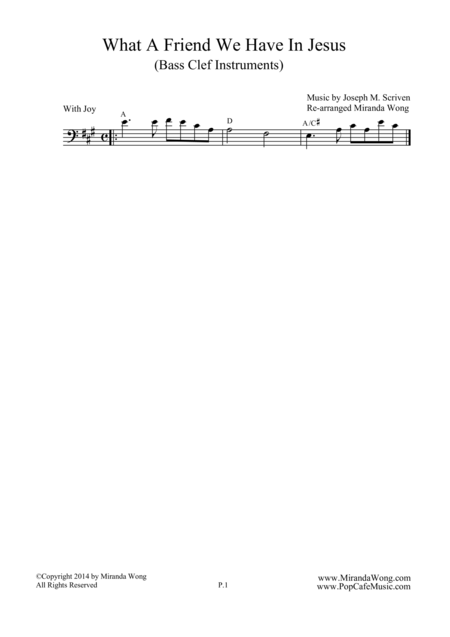 What A Friend We Have In Jesus Cello Solo Sheet Music