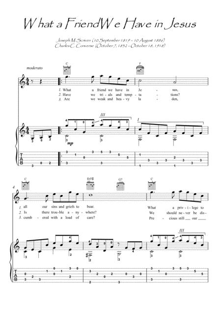 Free Sheet Music What A Friend We Have In Jesus Guitar Fingerstyle