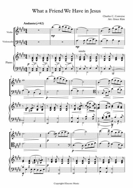 What A Friend We Have In Jesus X Salut D Amour Violin Cello Piano Sheet Music